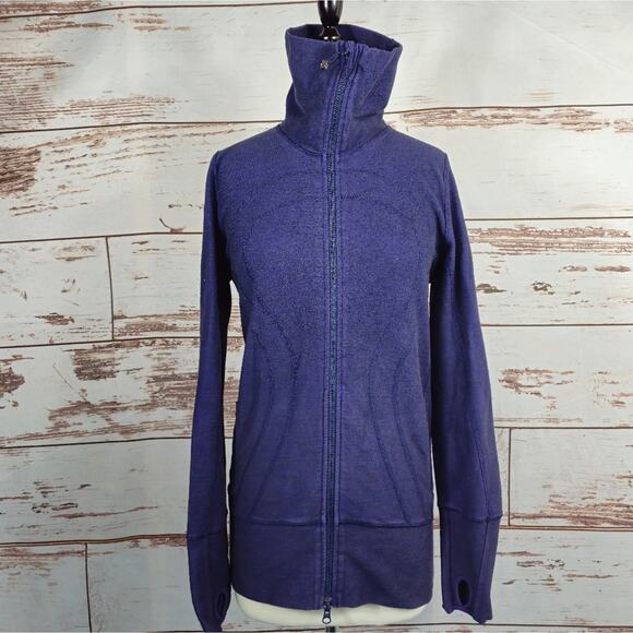Lululemon In Stride Jacket Deep Indigo Slub Denim Purple Size 8 - Picture 1 of 7